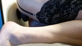 Monster big black cock faux-cock streaches me gaping