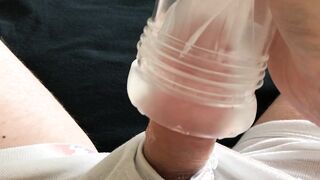 Rigid twunk plays with his Fleshlight  MONSTROUS POP-SHOT