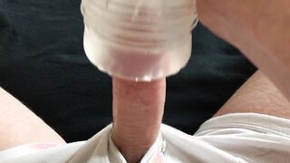 Rigid twunk plays with his Fleshlight  MONSTROUS POP-SHOT