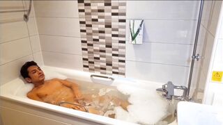 Bathtub time joy with my Spanish friend