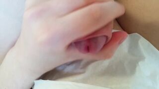 Jizzing into a tissue  MONSTROUS CUM-SHOT