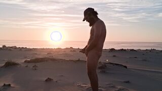 Splendid sunset on a public beach