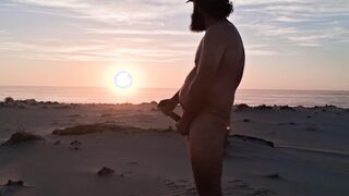 Splendid sunset on a public beach