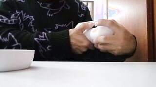 Heterosexual stud unboxes fuckfest fucktoy and completes up nutting 3 times with it