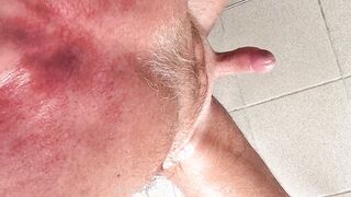 muscular fur covered muscle Father cumming a yam-sized man-cream of jizz out of his yam-sized edged lubricated up bator trouser snake