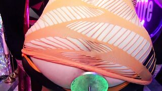 Orange faux-cock ass fucking