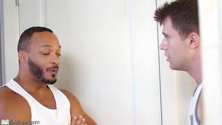 Intimate Trainer Works Customer Out On His Dark-hued Knob