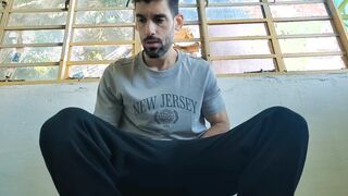 New and muscled mature dude, new out of the bathroom.