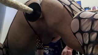 Vanessas Hefty Sissy Bum Arched Over And Romped In Fishnets