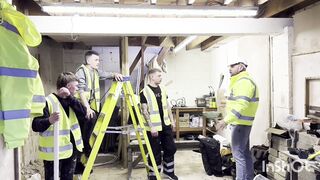 three Super-naughty Labourers Jerk Off on the Job