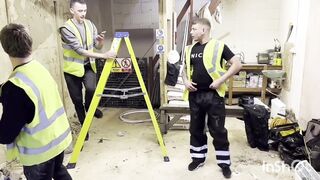 three Super-naughty Labourers Jerk Off on the Job