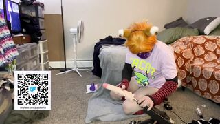 Hairy femboy pulverized by machine with lengthy fuck stick