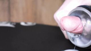 Milk leaking from my insane firm manstick close up Fleslight