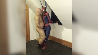 silicone muscle dude ejaculates on spidermans lollipop