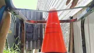 Outdoor Cone Ass fucking Opening up And Flows of Precum