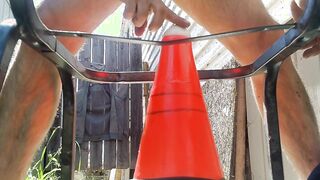 Outdoor Cone Ass fucking Opening up And Flows of Precum