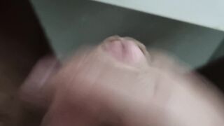 Insatiable fur covered boy milking off in the office