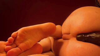 SUBJUGATED FEMBOY PLUMBS HIMSELF WITH A GOOD-SIZED FAKE PENIS