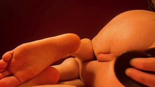 SUBJUGATED FEMBOY PLUMBS HIMSELF WITH A GOOD-SIZED FAKE PENIS