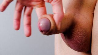 Dude draining lackadaisical chisel and toying with his foreskin becoming swell close-up