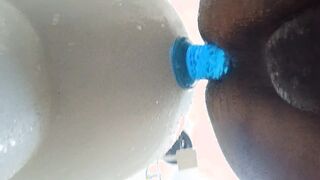 Femboy get pounded in douche with blue faux-cock