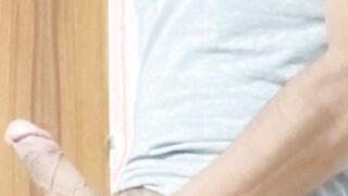 Greek 20cm uncut dick jerks off