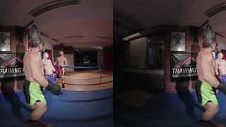 Threeway in the gym with beefy top Dato Foland in VR