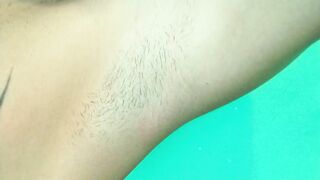 Messy odorous underarms assets and wank off