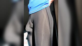 I got so scorching after doing workout in fitness stretch pants sweat-soaked getting off