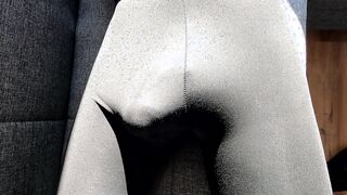 Toying with my swell man sausage in sumptuous cock-squeezing stretch pants