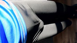 Toying with my swell man sausage in sumptuous cock-squeezing stretch pants