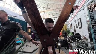 Daddy flogs younger slave on St Andrews cross PREVIEW