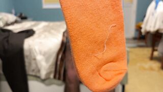 Earl Grin - Bold Orange Socks with Milky Stripe Details