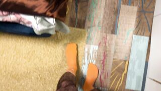 Earl Grin - Bold Orange Socks with Milky Stripe Details