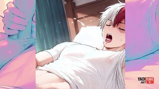 My Hero Academia Yaoi - Todoroki Hand job jizz in his throat