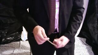 studying myself with the suit and the chocolate-colored bind