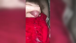 Jerking my Rock Rigid Penis Until I Dump My New Geyser All Over My Crimson Boxer Trunks