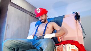 Clothed as Mario Bros frolicking with my poking implement