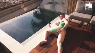 Kinky Axel Abysse Tears His Hole In Pool Solo Anal Torment