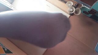 Lil faggot demonstrates off his soles