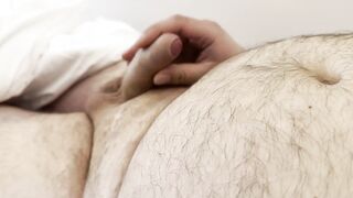 Wooly otter wanking and cum shot on phat abdomen