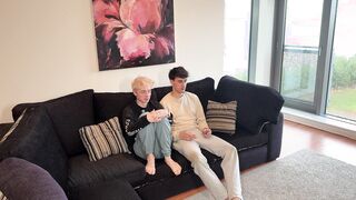 Platinum-blonde Twunk Boy deep throats spunk out of his buddy whilst he movie games fornite