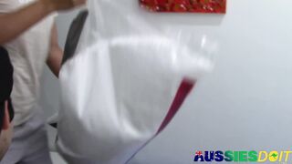 Amateur Aussie Aston And Larkin Barebacked After Rimjob