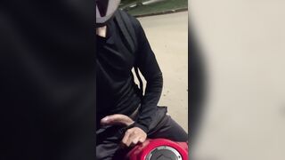 Pony trunk demonstrated in a public street on top of a motorbike.