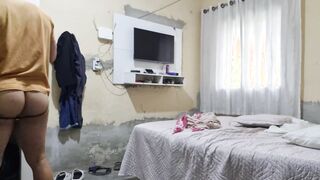 30yo Latino Beau: Cleaning the apartment in a cock-squeezing Jockstrap - part 1/three