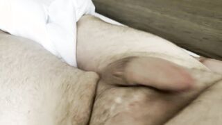 Hefty hairy man uses his diminutive stiffy as a fucktoy until he jizzes