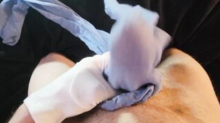 Unboxing blue stockings onanism!