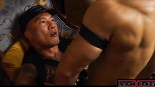 Leather Daddy Damian Dragon Delivers Hard Flogging To Submissive Jason