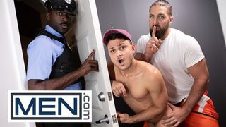 GUYS - Chuck Conrad Ambles In While Enzo Muller Drills Himself With A Fucktoy So He Takes Over