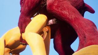 Hairy Monster pokes a gimp hoe in the sandy desert